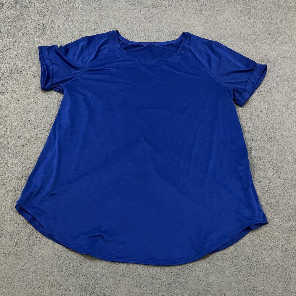 Lululemon Quick Pace Blue Split Back Short Sleeve Running Shirt Women's Size 4